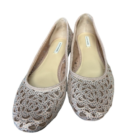 Alex Marie Altana Rose Gold Metallic Laser Cut Flats with Rhinestones Size 7.5 - Picture 2 of 11
